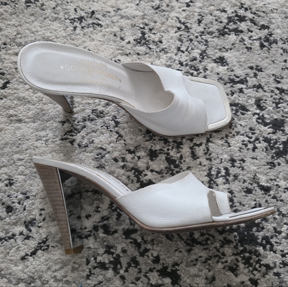Donald J. Pliner Shoes - Donald Pliner Couture White Silver Leather Heel Sandal Open Toe 7 Rare Italy